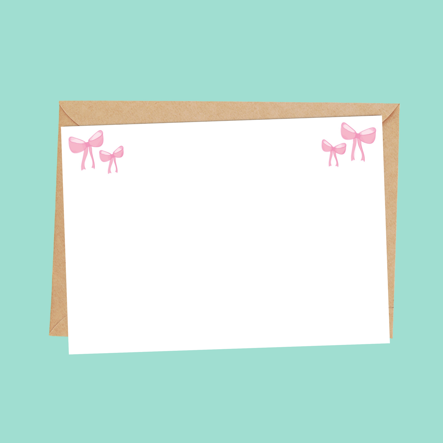 Pink bows plain notecard for kids