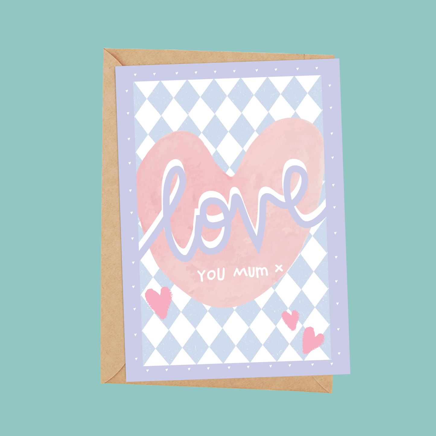 Happy Mother’s Day Greetings Card – Cute 'Love You Mum' Card Purple