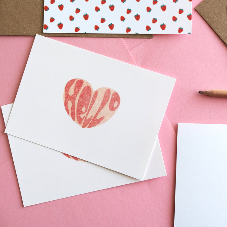 heart thank you postcard pink
