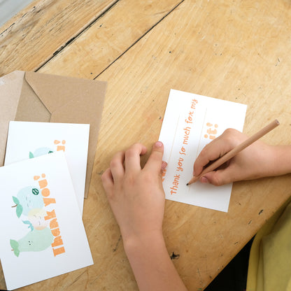 Fill in the gaps, set of 10 Fruit thank you cards for kids with envelopes