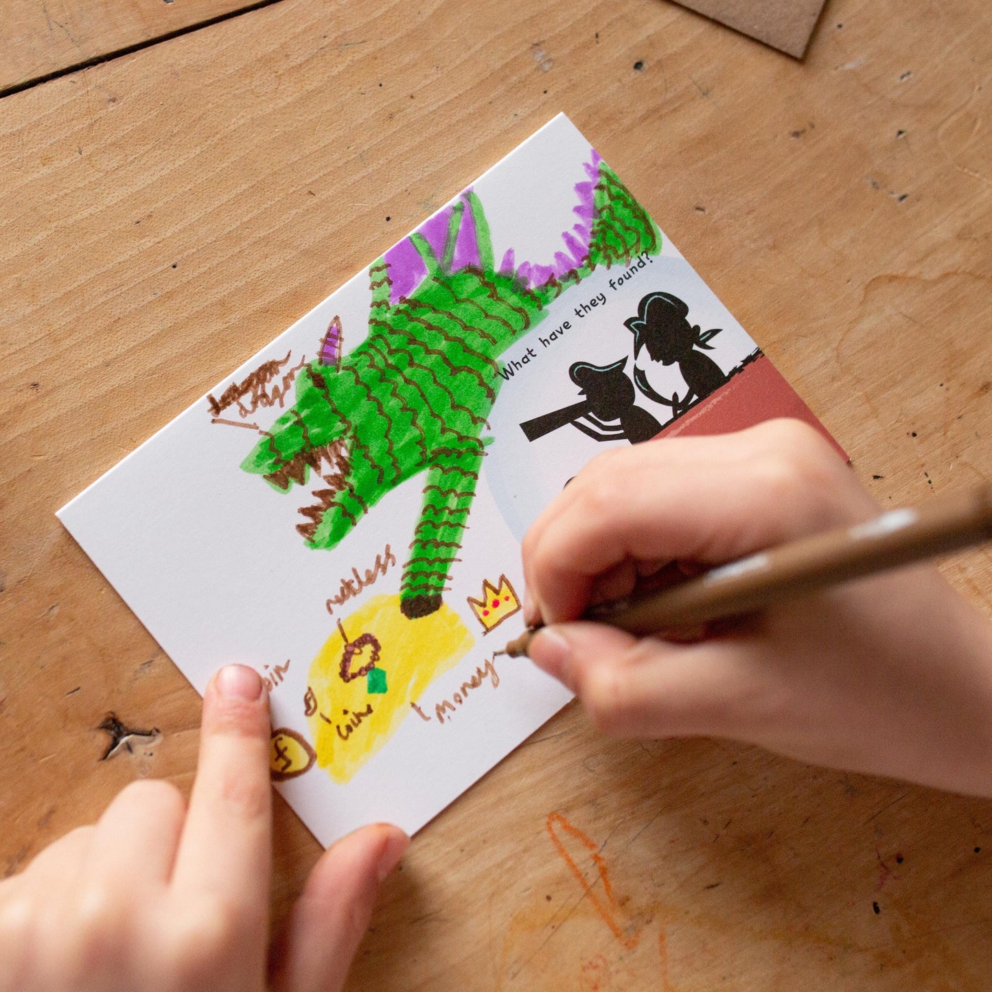 Finish the picture, Pig doodle card for kids