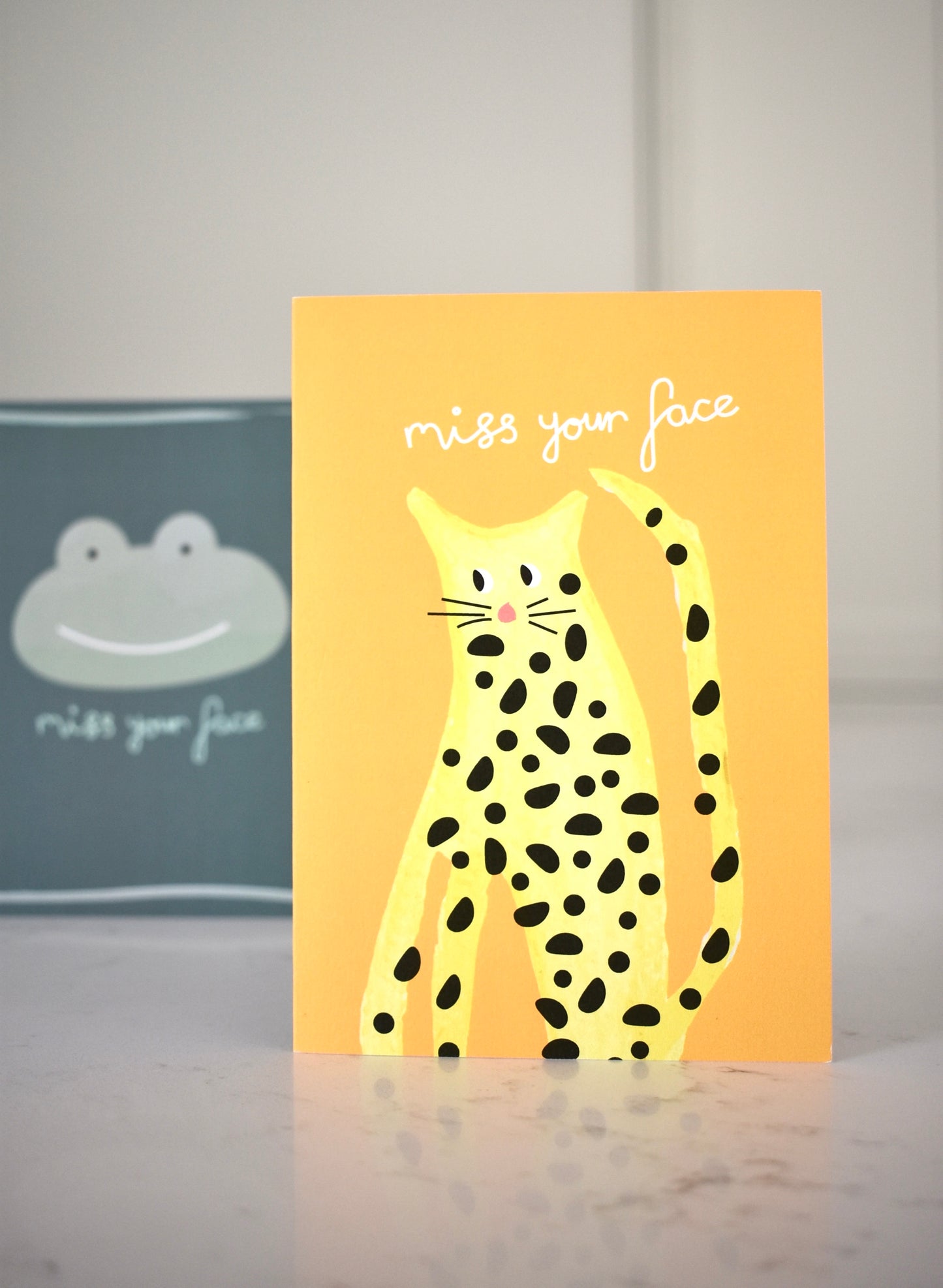Leopard 'miss your face' card - single card