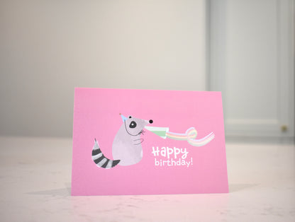 Raccoon birthday card with envelope