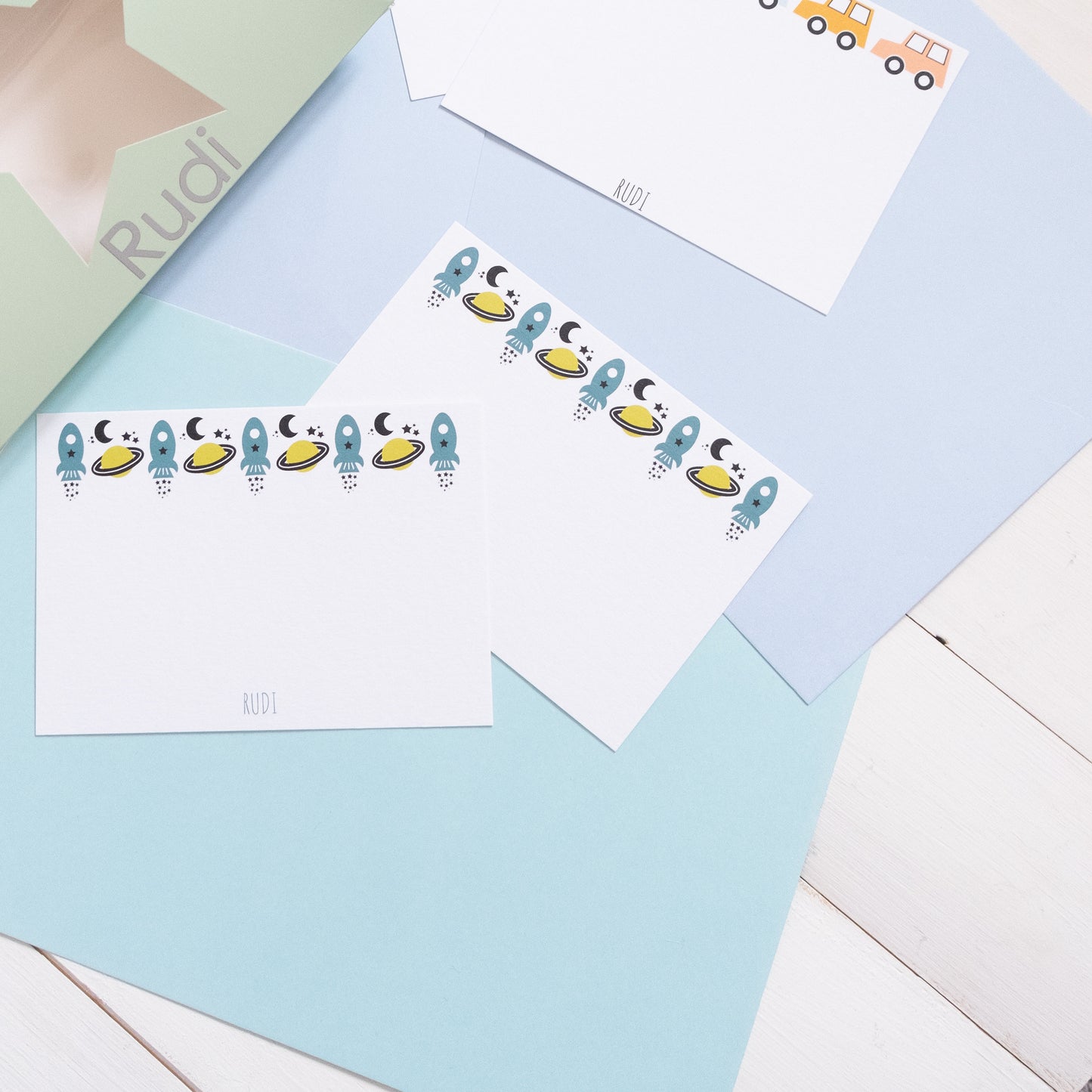 Fun personalised notecards set for kids - set of 10! Various designs to choose from...