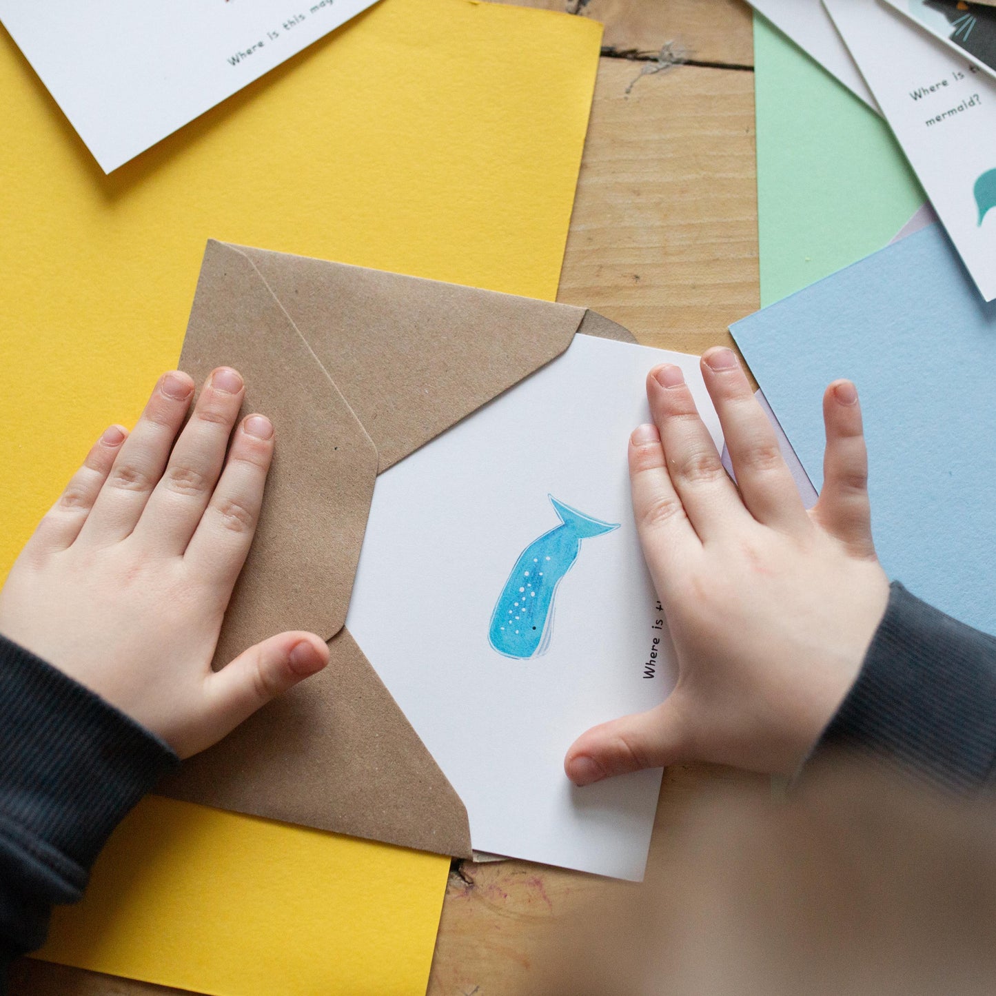 Finish the picture, set of 8 creative doodle cards for kids with prompts and envelopes