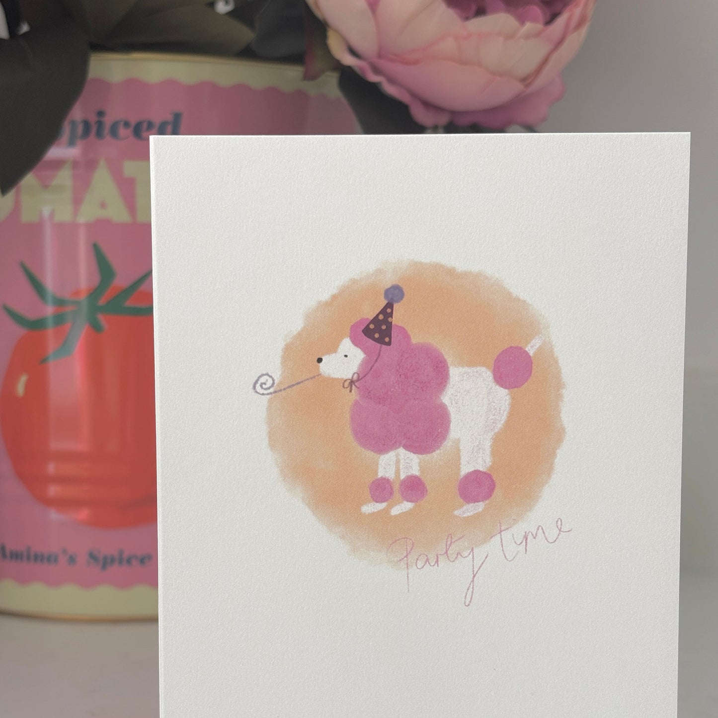 Poodle 'Party time' Birthday Greetings card