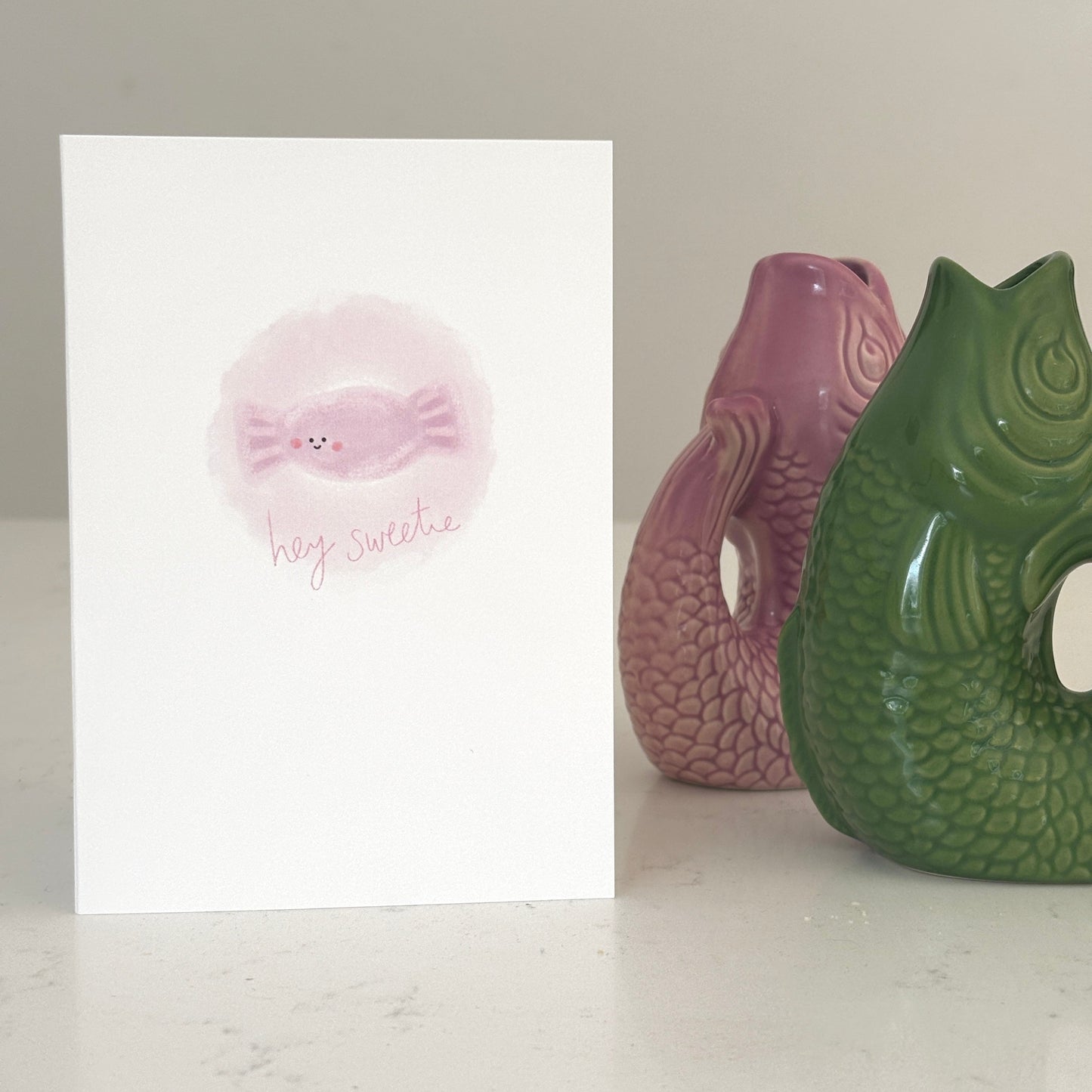 Pink Sweet 'Hey Sweetie' Greetings Card