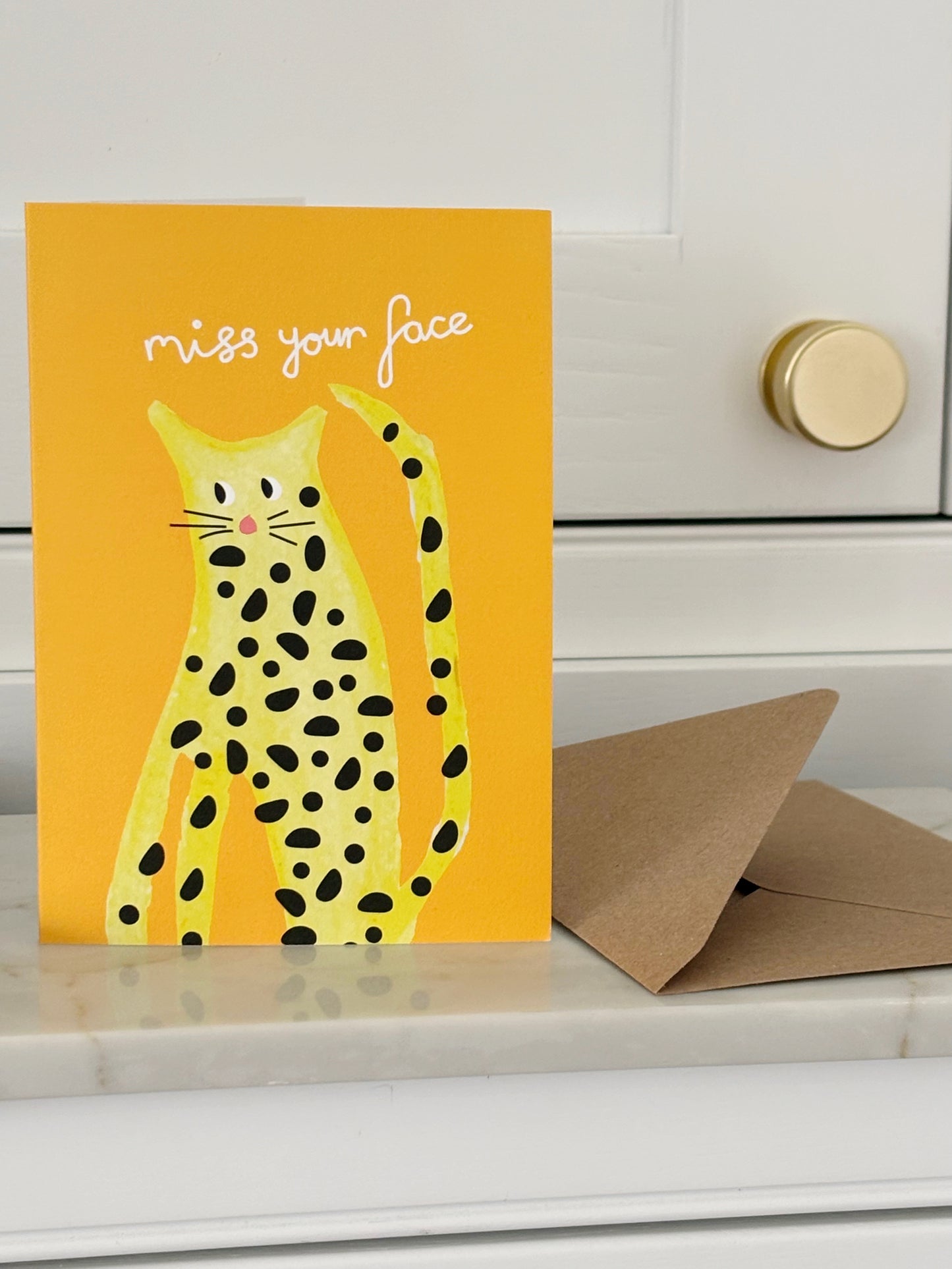 Leopard 'miss your face' card - single card