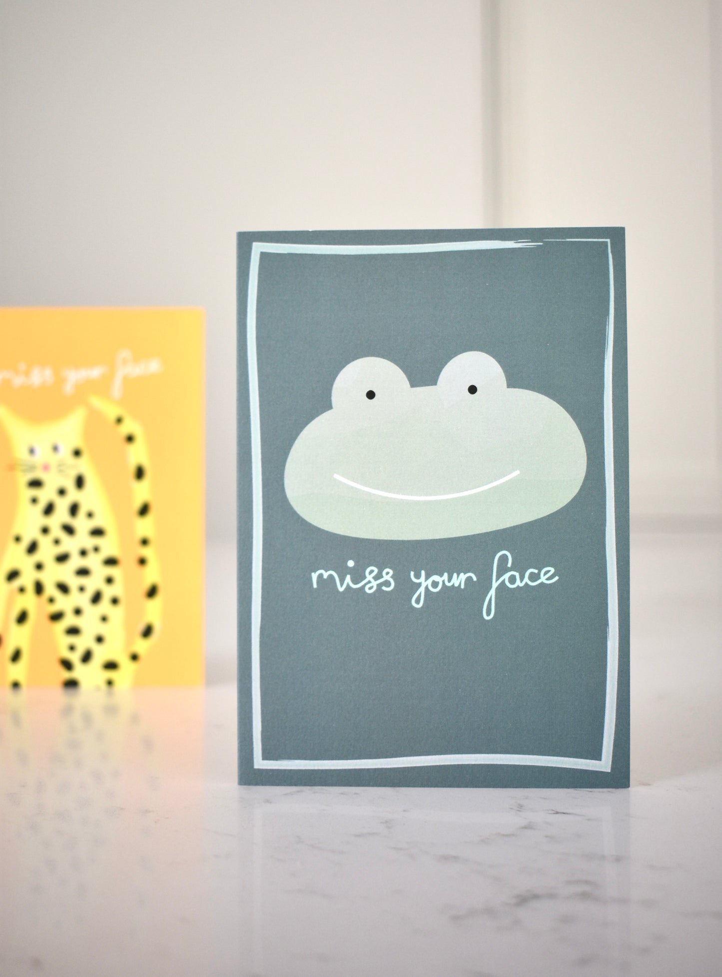 Frog 'miss your face' card - single card with envelope