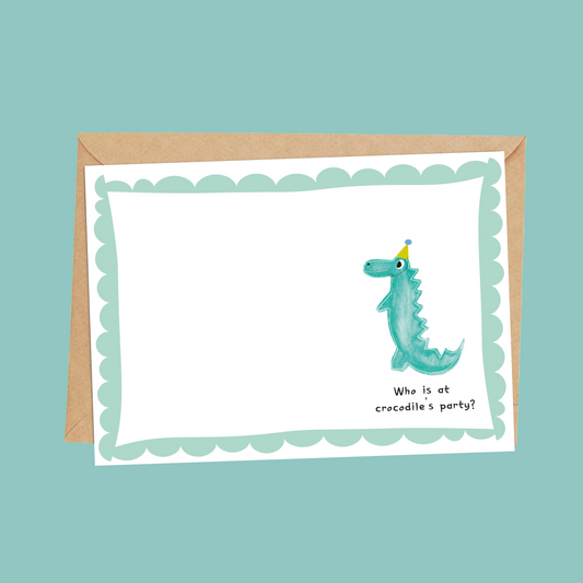 Finish the picture, Crocodile doodle card for kids