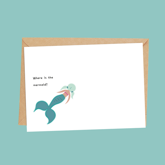Finish the picture, Mermaid doodle card for kids