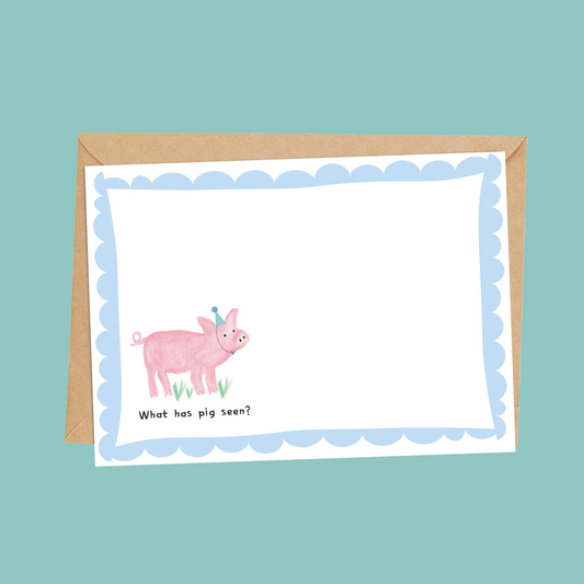 Finish the picture, Pig doodle card for kids