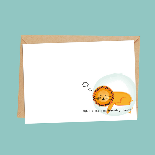 Finish the picture, Lion doodle card for kids