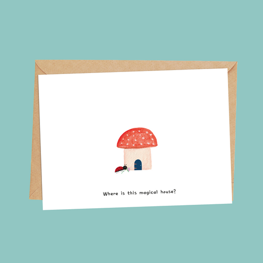 Finish the picture, Mushroom doodle card for kids