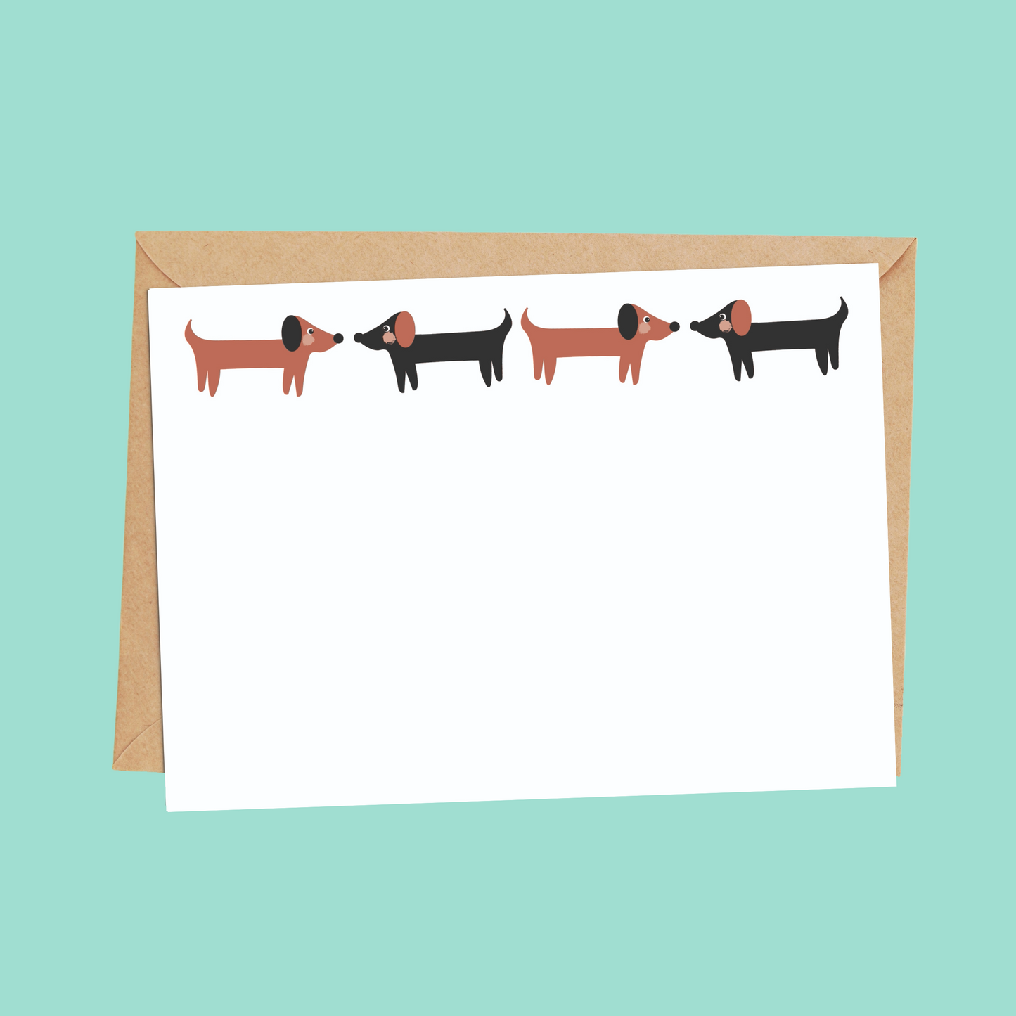 sausage dogs plain notecard for kids