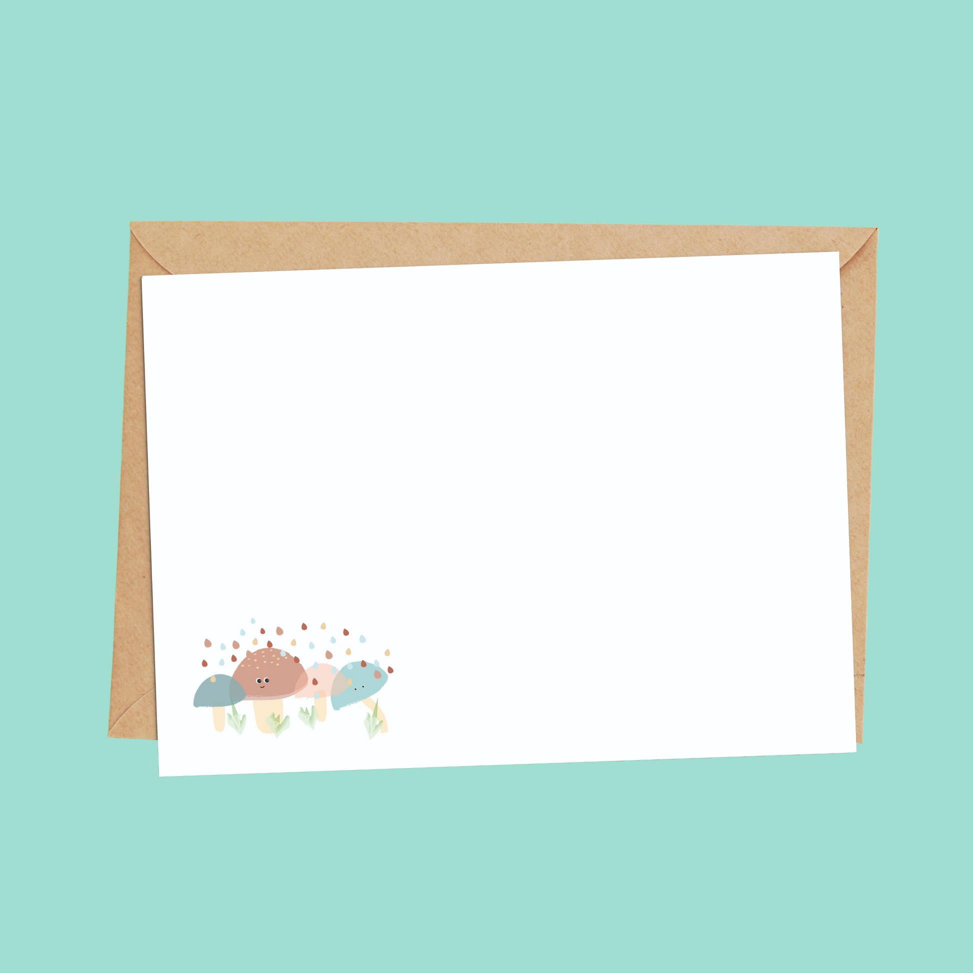 mushrooms design notecard for kids