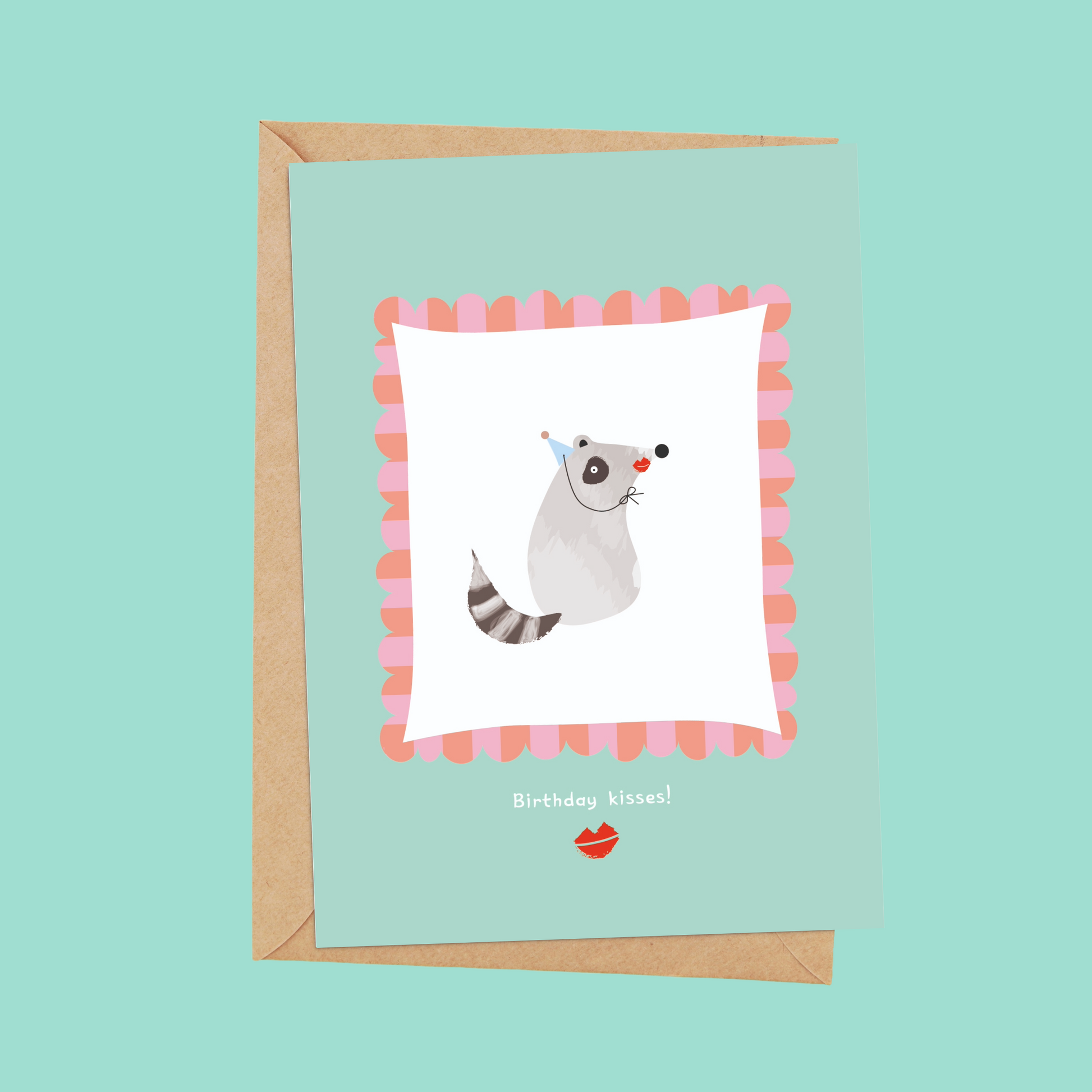 fun raccoon birthday card birthday kisses
