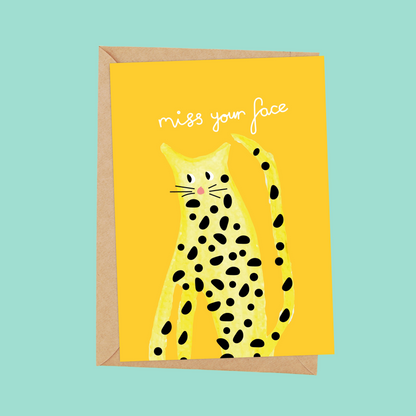 yellow leopard miss your face card