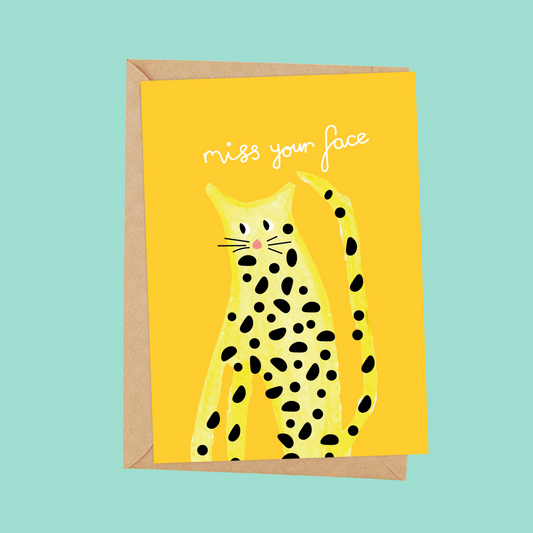 yellow leopard miss your face card