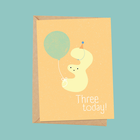 Age 3 Floating Balloon Birthday card for kids