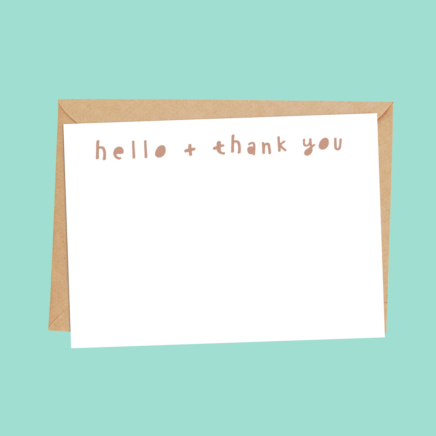 hello and thank you postcard in brown