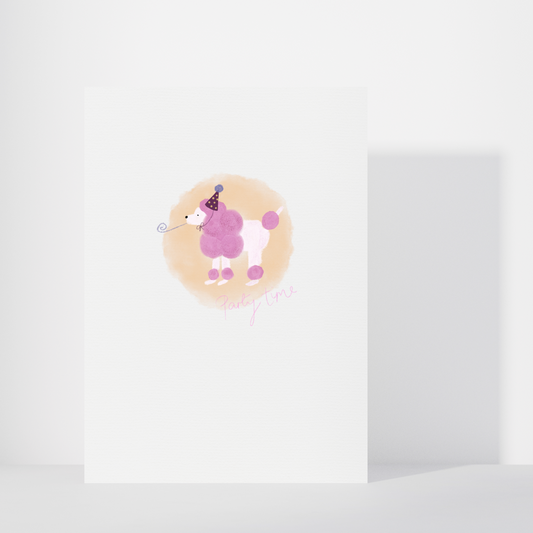 Poodle 'Party time' Birthday Greetings card