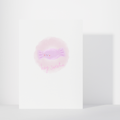 Pink Sweet 'Hey Sweetie' Greetings Card