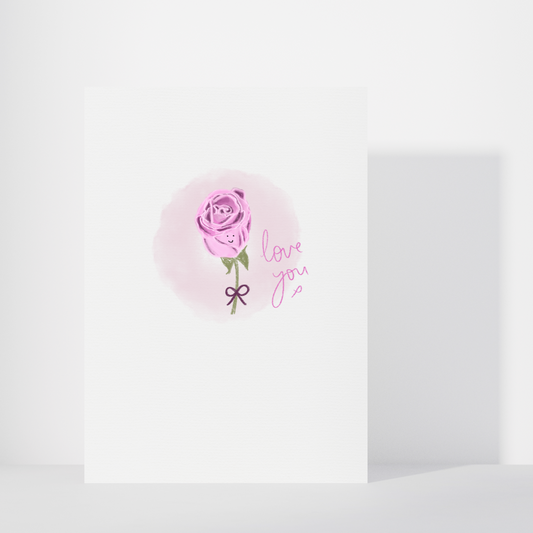 Pink Rose 'Love you' Greetings Card