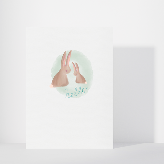 Rabbit 'hello' Greetings Card