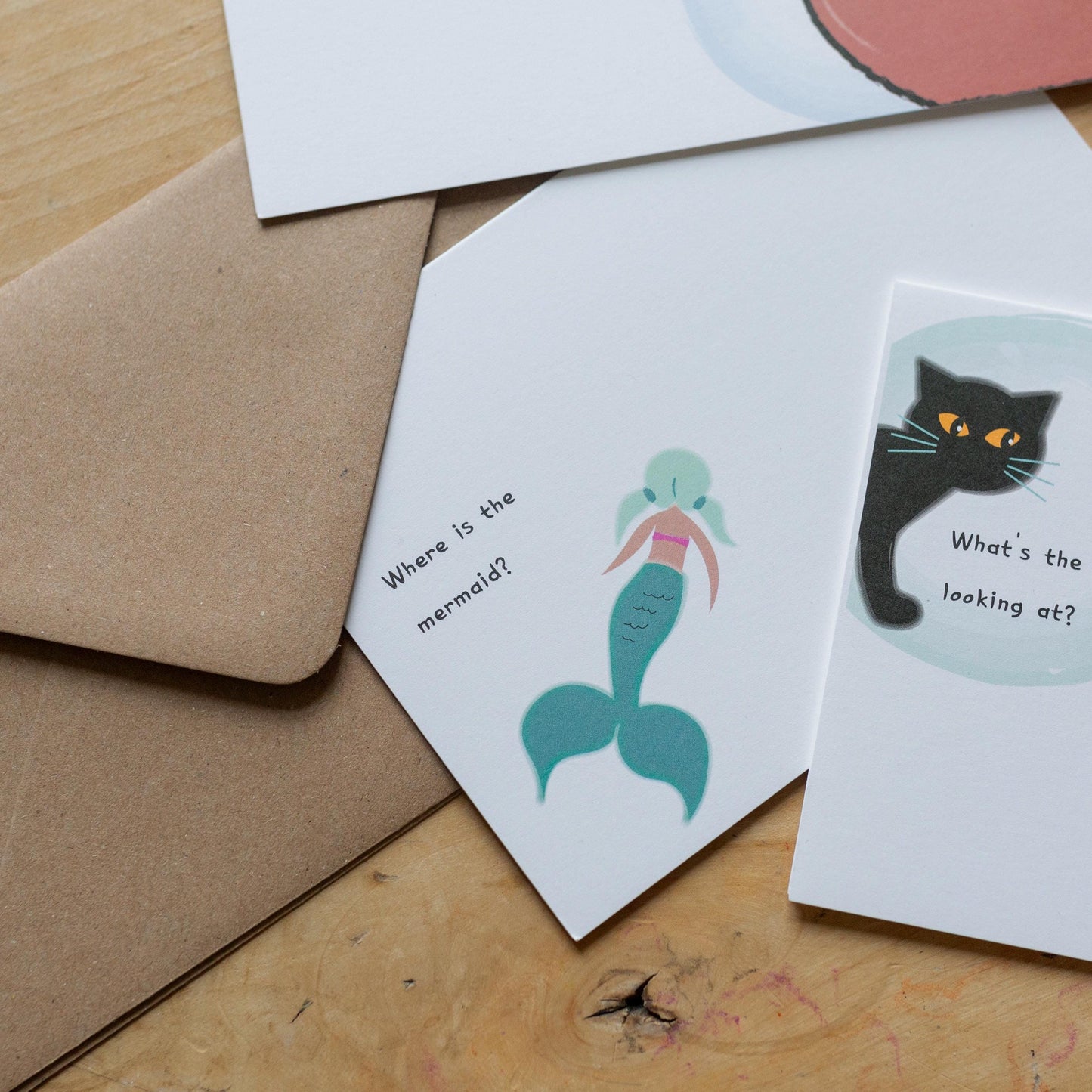 Finish the picture, Mermaid doodle card for kids