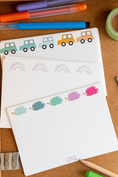 Fun personalised notecards set for kids - set of 10! Various designs to choose from...